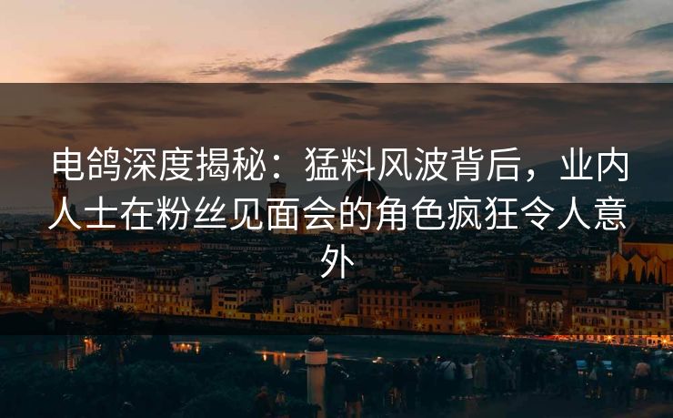 电鸽深度揭秘：猛料风波背后，业内人士在粉丝见面会的角色疯狂令人意外