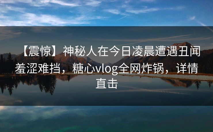 【震惊】神秘人在今日凌晨遭遇丑闻 羞涩难挡，糖心vlog全网炸锅，详情直击