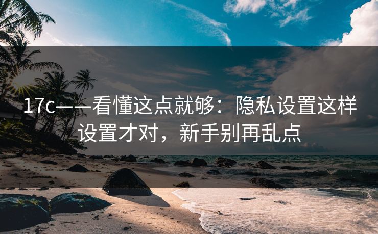 17c——看懂这点就够：隐私设置这样设置才对，新手别再乱点